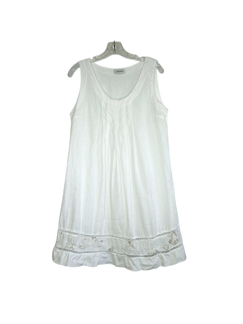 Raphael White Linen Sleeveless Shift Dress/Tunic, est. Large, made in Italy